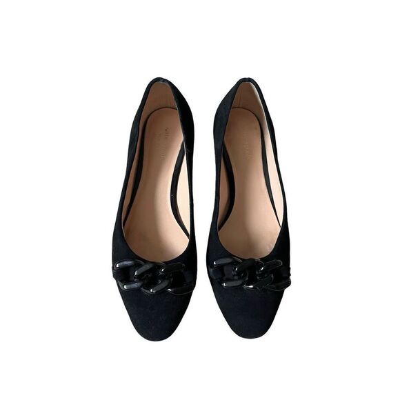 Kate Spade Kacey Black Suede Block Heels 7.5 B Pumps Slip On - Picture 1 of 10